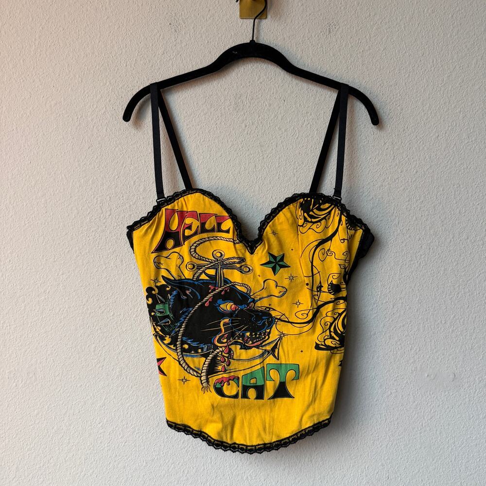 Hellcat Y2K Graffiti Punk Bustier Top Size XXL - Picture 2 of 5